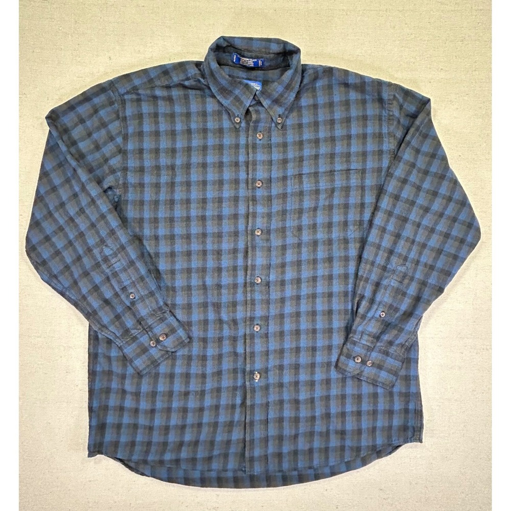 Pendleton Men's Large Flannel Shirt Canterbury Cloth‎ Plaid Merino Wool Blend